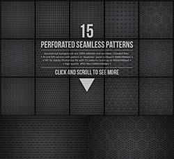 PS图案－15个无缝的穿孔图案(含EPS文件)：15 Seamless Perforated Patterns